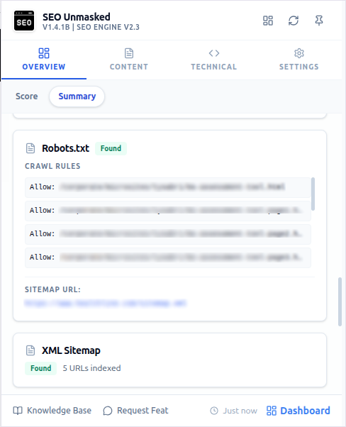Sitemap & Robots.txt Screenshot